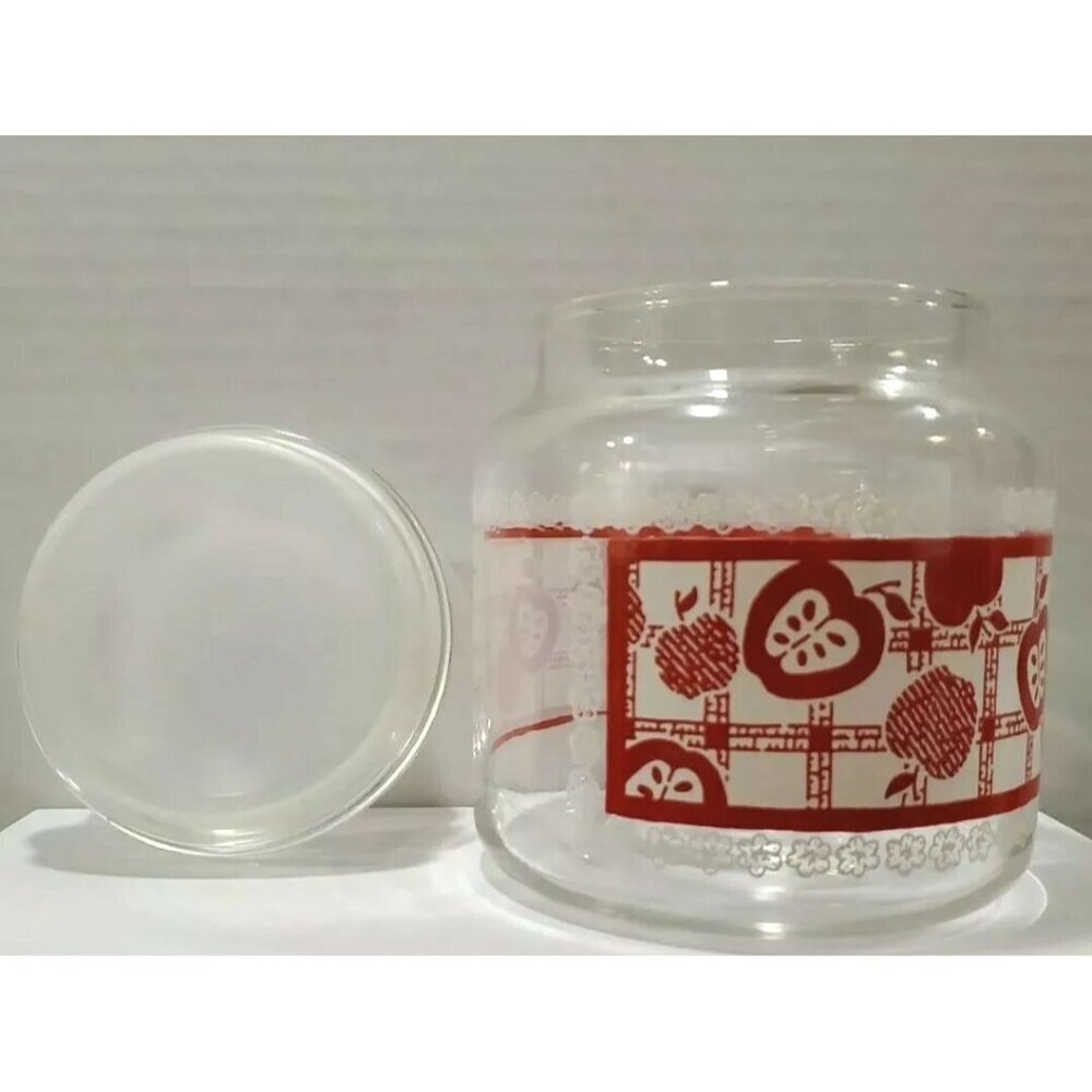COUNTRY STYLE GLASS RED APPLE CANISTERS / JAR - Picture 5 of 7